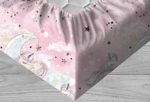 Unicorn pink - Prześcieradło bawełniane z gumką
