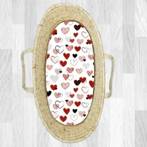 Hearts - Prześcieradło bawełniane do gondoli / kosza Mojżesza