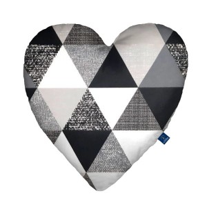 Gray triangles - Poduszka dekoracyjna serce 48x48 cm