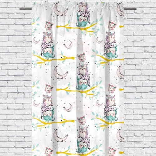 owls zasłona dekoracyjna bawelniana poscielnawymiar.jpg