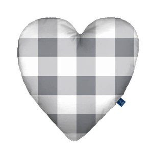 Grid gray - Poduszka dekoracyjna serce 48x48 cm