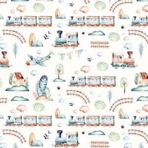 Trains - Prześcieradło bez gumki - dowolny rozmiar